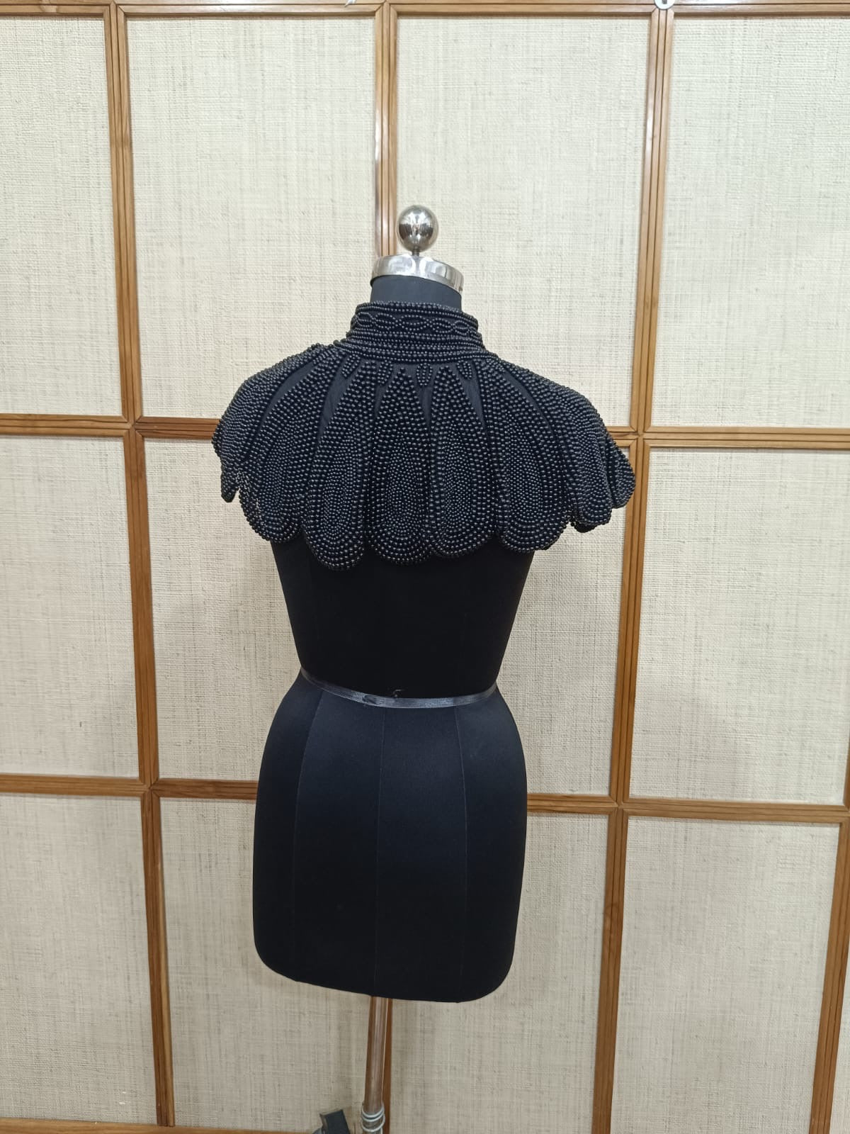 Black Short Pearl Cape for Women | Designer Pearl Ponchu cum Blouse – Pashloom™