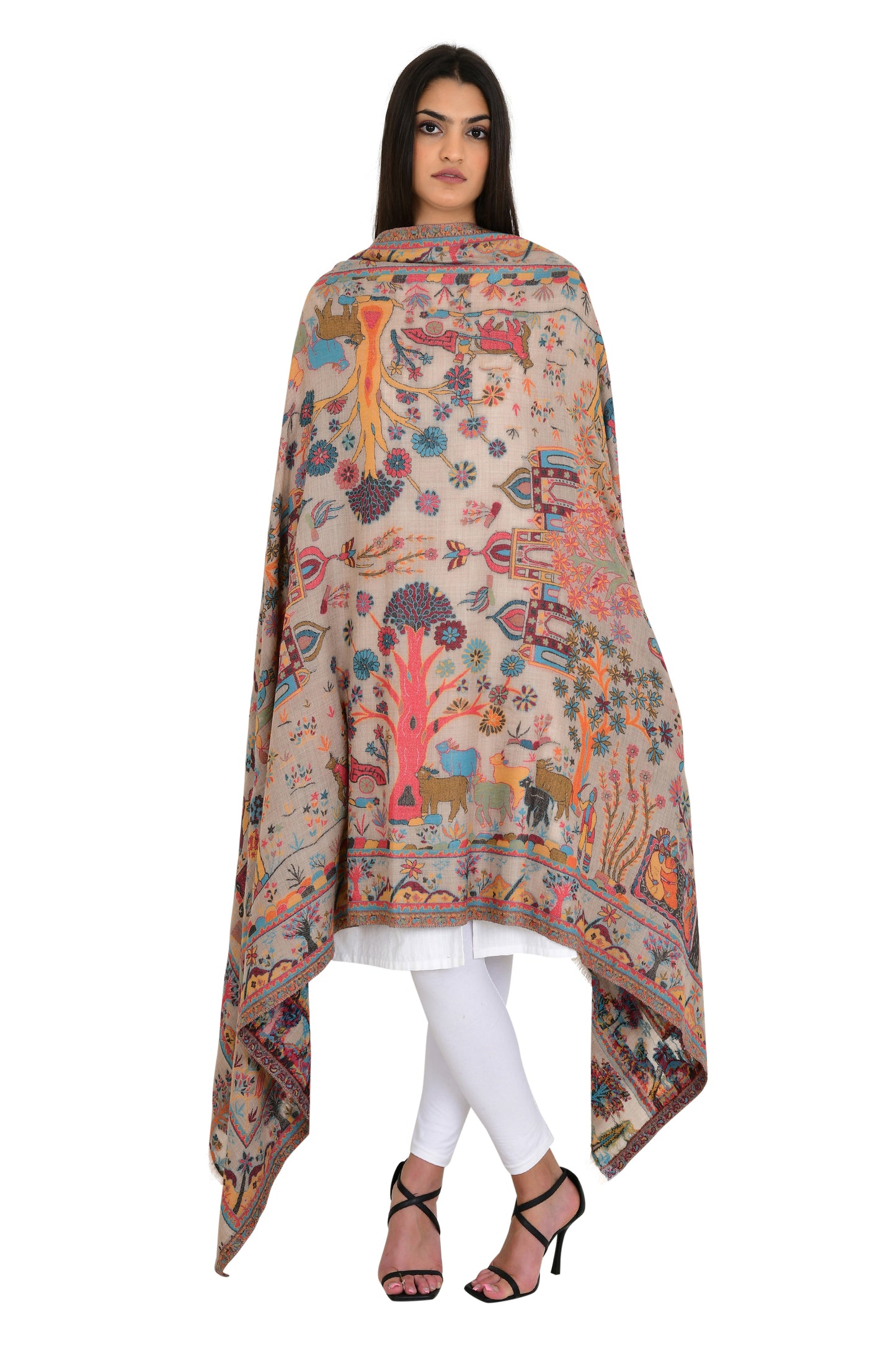 Pure Wool Shawl with Timeless Kashmiri Weaving Craft