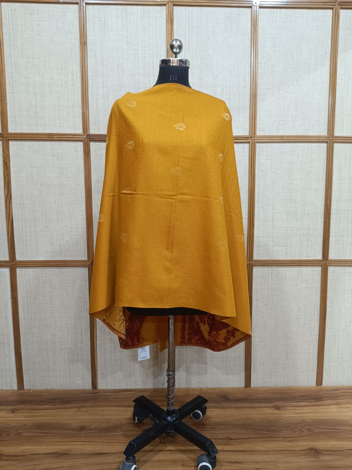 Pashloom white, mustard, gold wool stole for wedding and festive gifting, product image 3