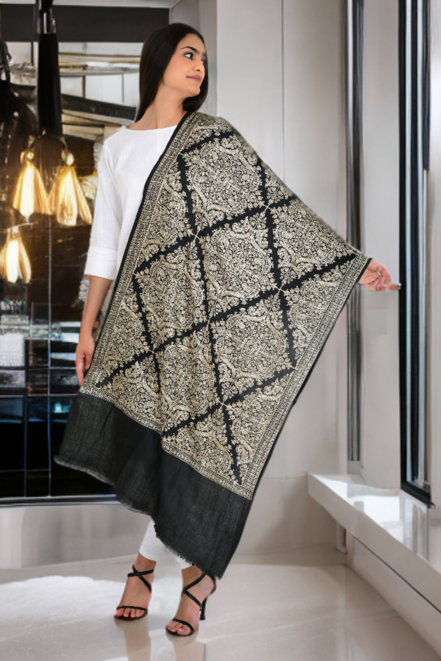 Stunning Embroidered Pashmina Shawl for Stylish Women