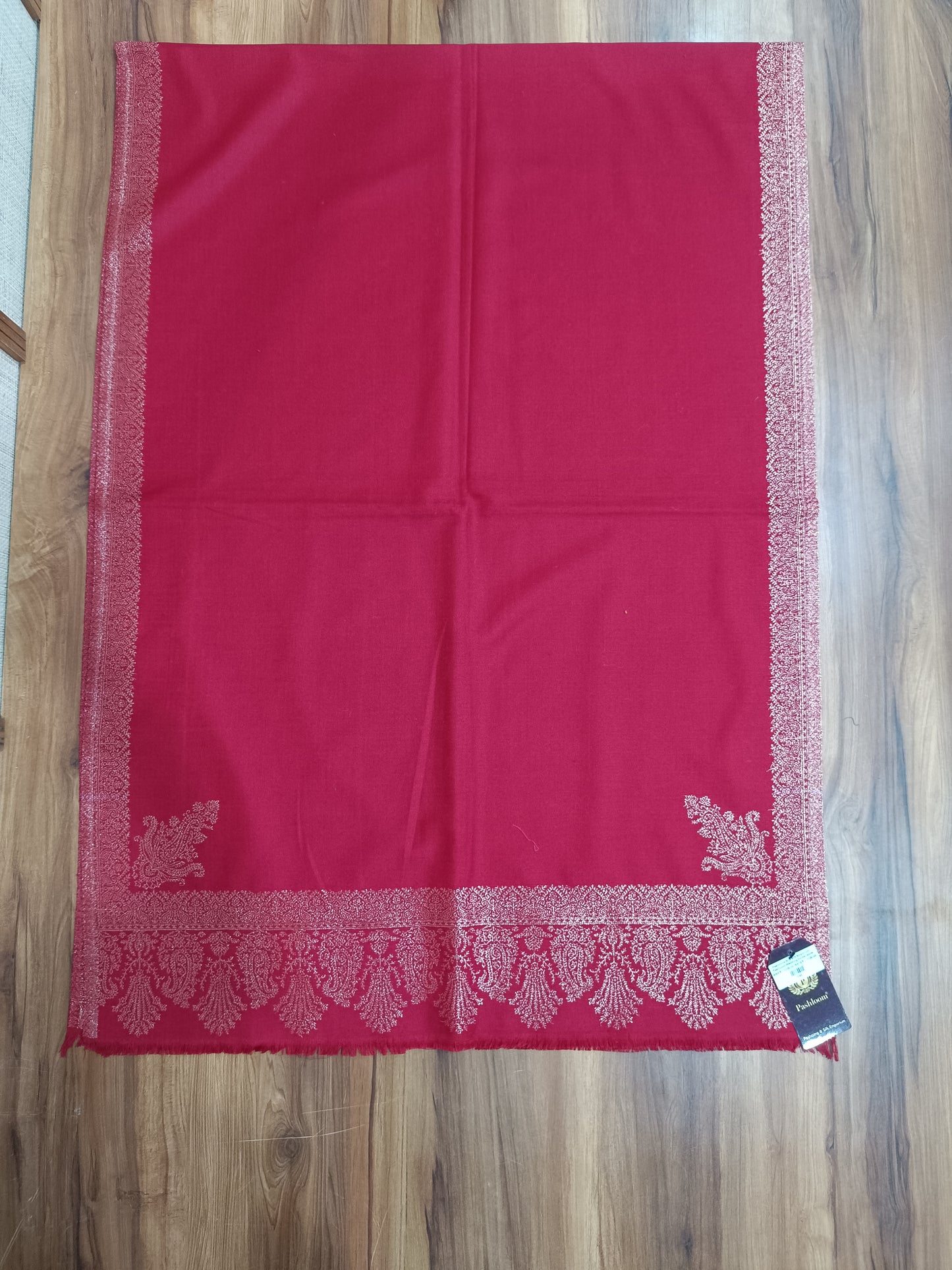 Pashloom red, mustard semi wool couple stole set for wedding and festive gifting, product image 13