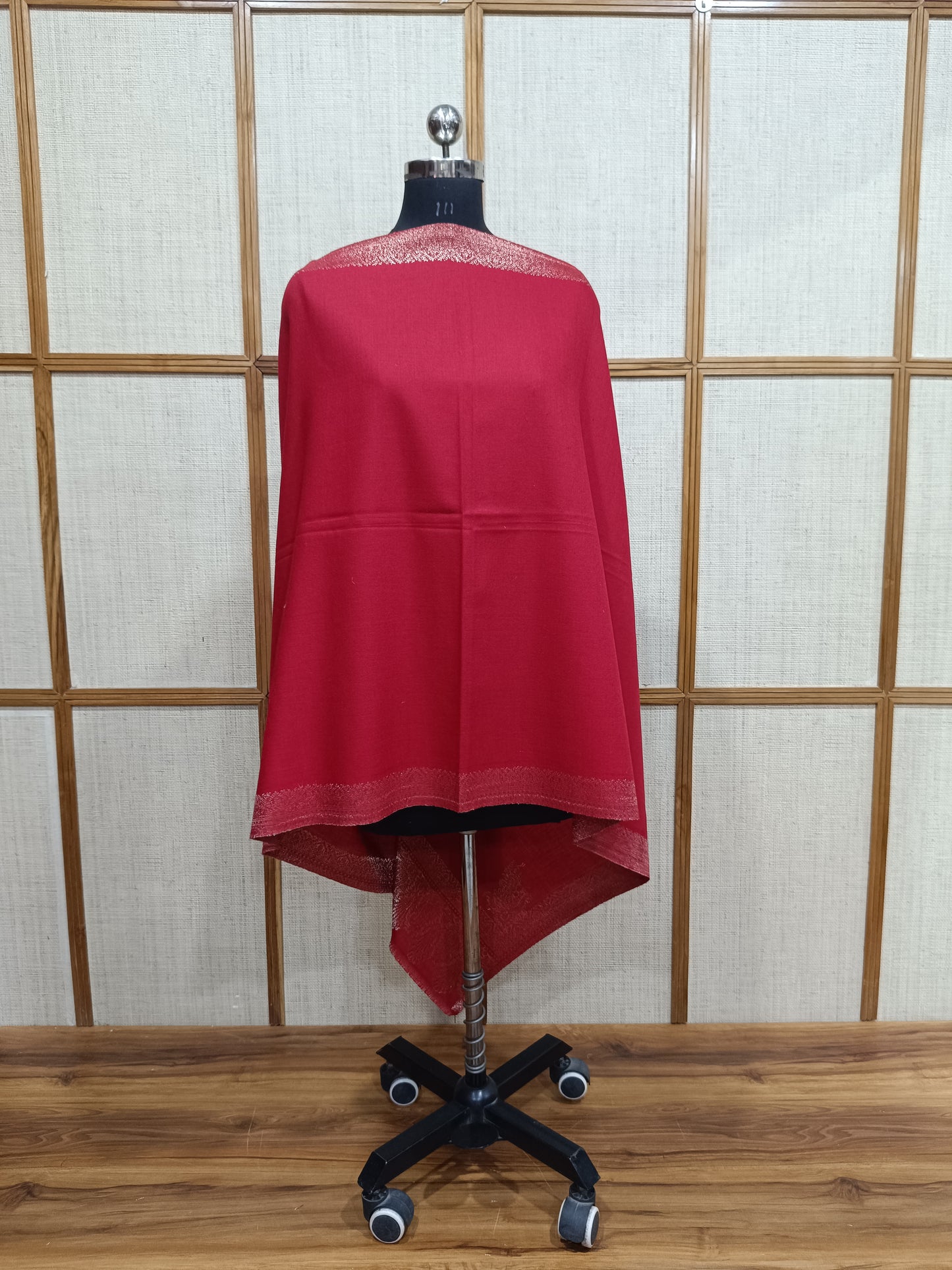 Pashloom red, gold wool stole for wedding and festive gifting, product image 2