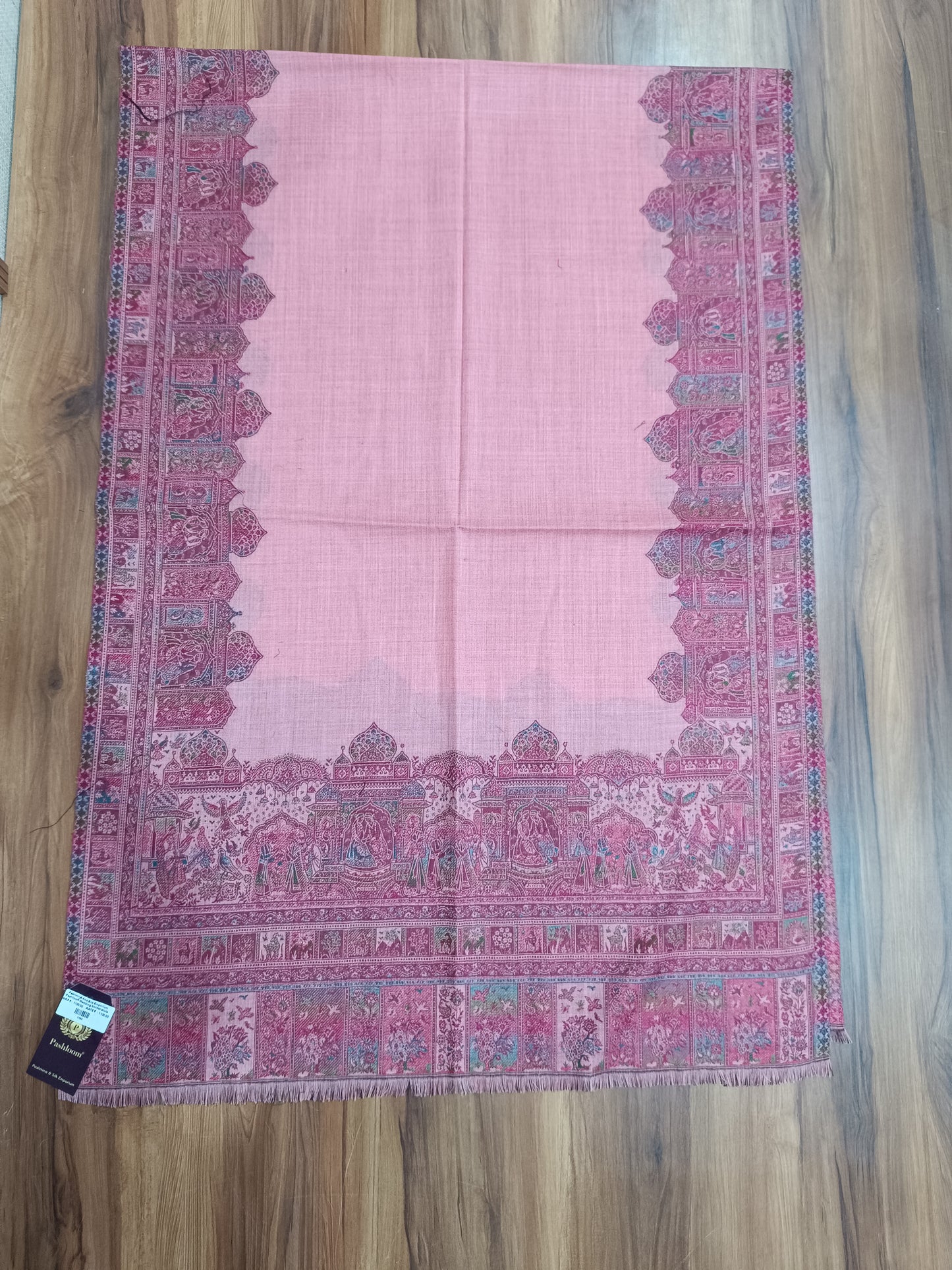 Pashloom hot pink, black, peach, baby pink semi wool couple stole set for wedding and festive gifting, product image 13