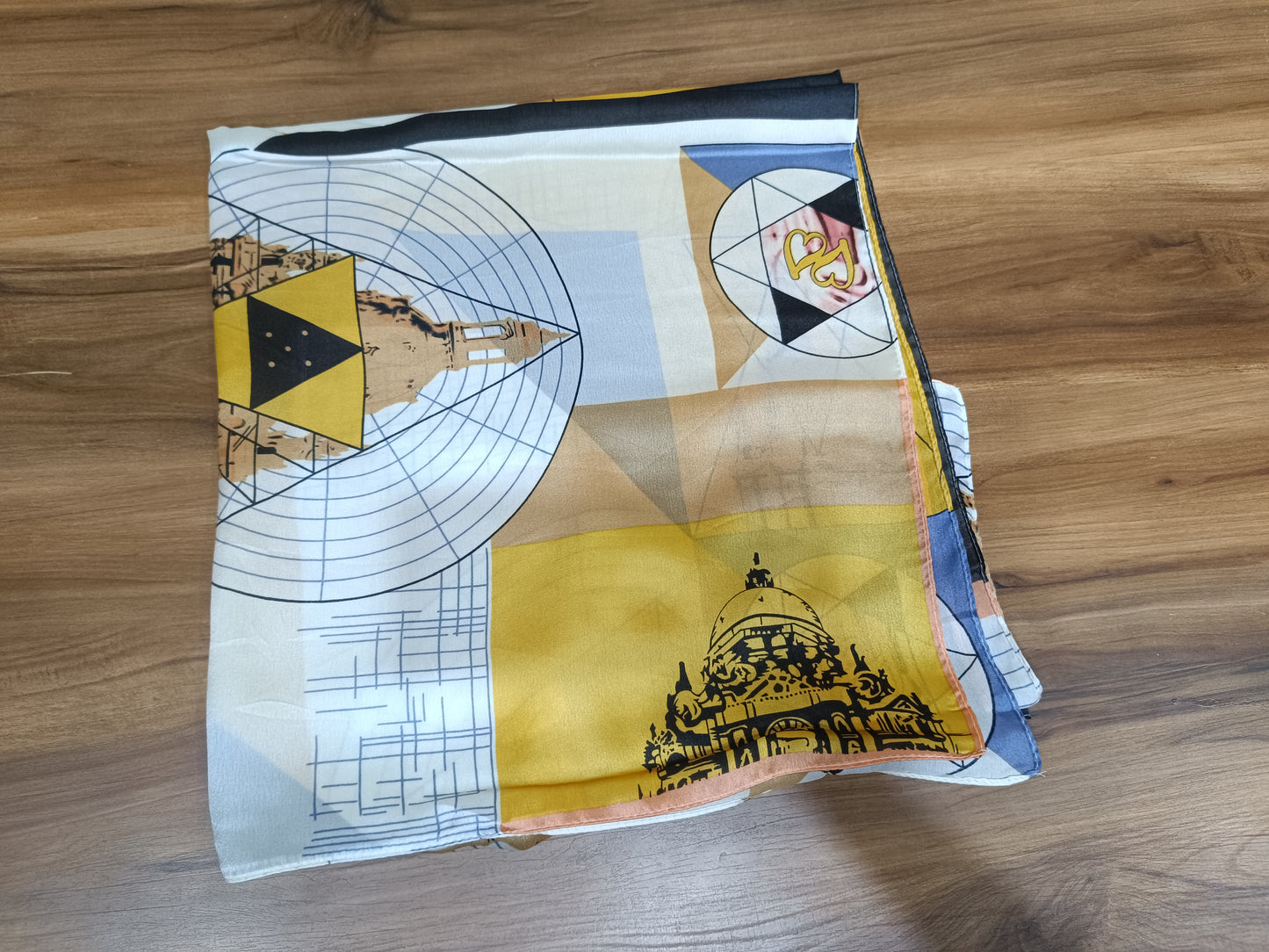 Pashloom white, yellow silk scarves for festive gifting, product image 5