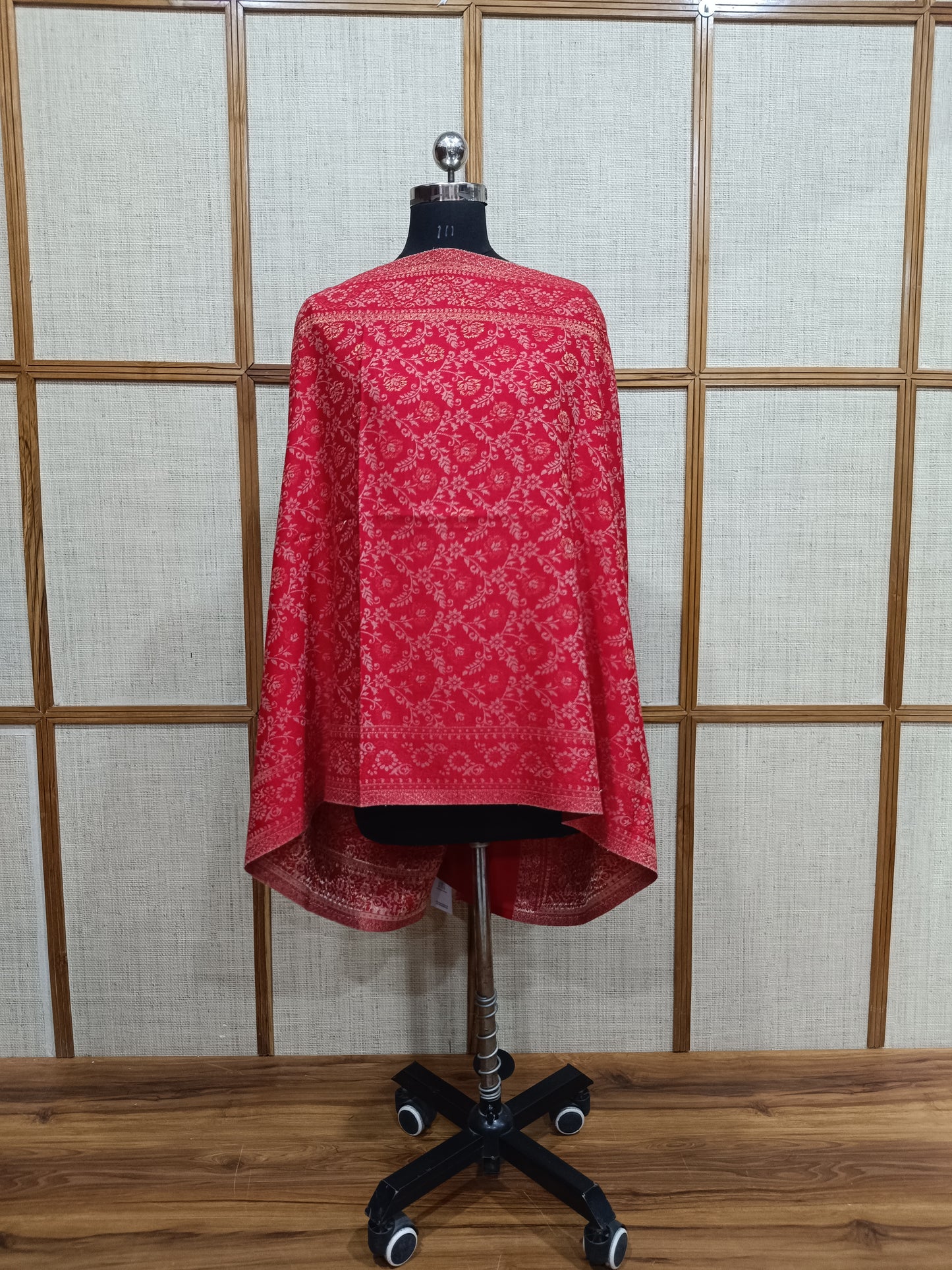 Pashloom red, gold wool stole for wedding and festive gifting, product image 2