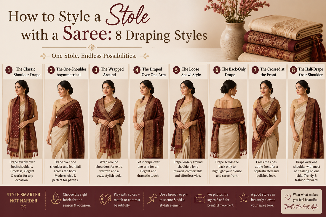 How to style stole with a Saree