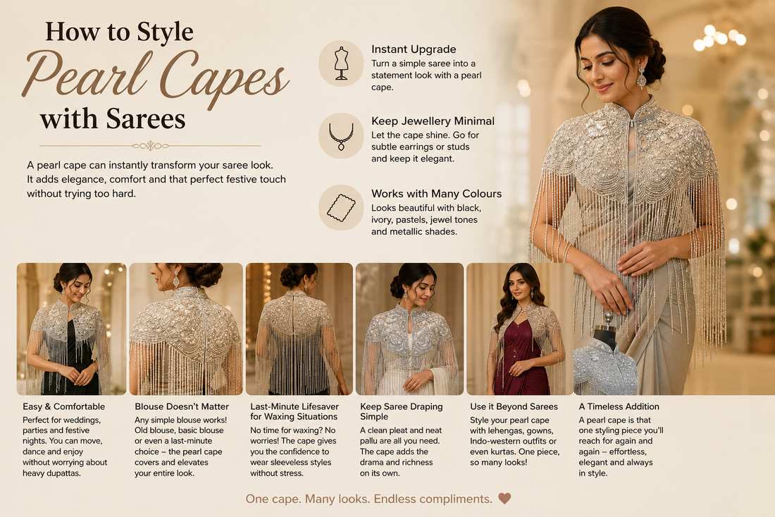 How to Style Pearl Capes with Sarees