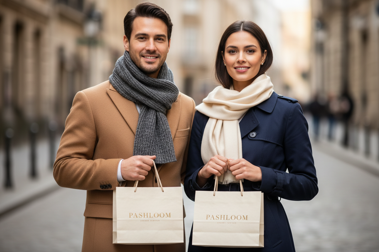 Men and Women wearing Pashloom Muffler