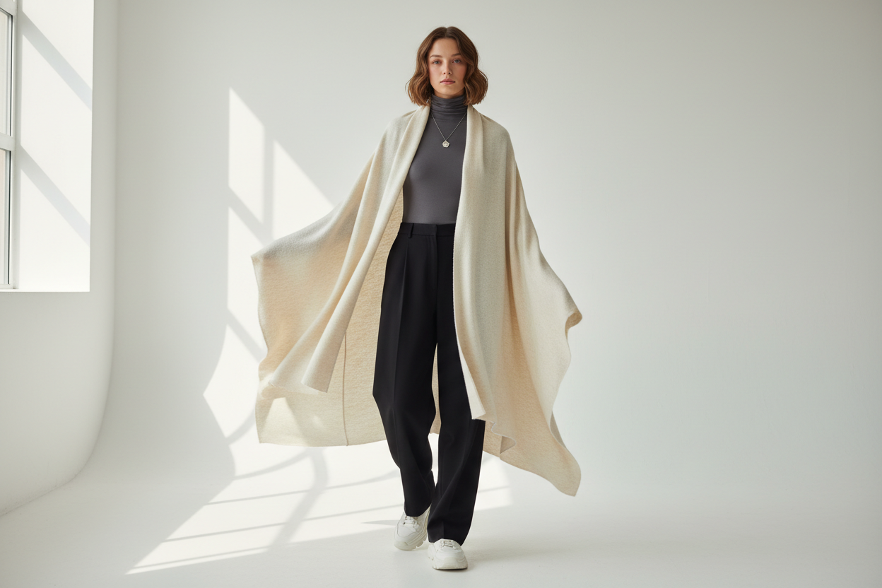 Gen Z girl wearing a Pashloom shrug cum stole