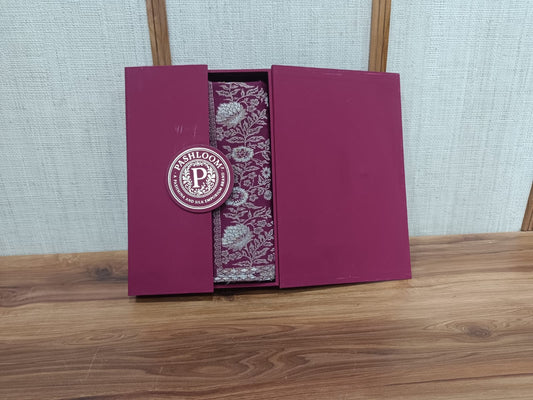 Pashloom hot pink, red, wine, grey semi wool couple stole set for wedding and festive gifting, product image 1