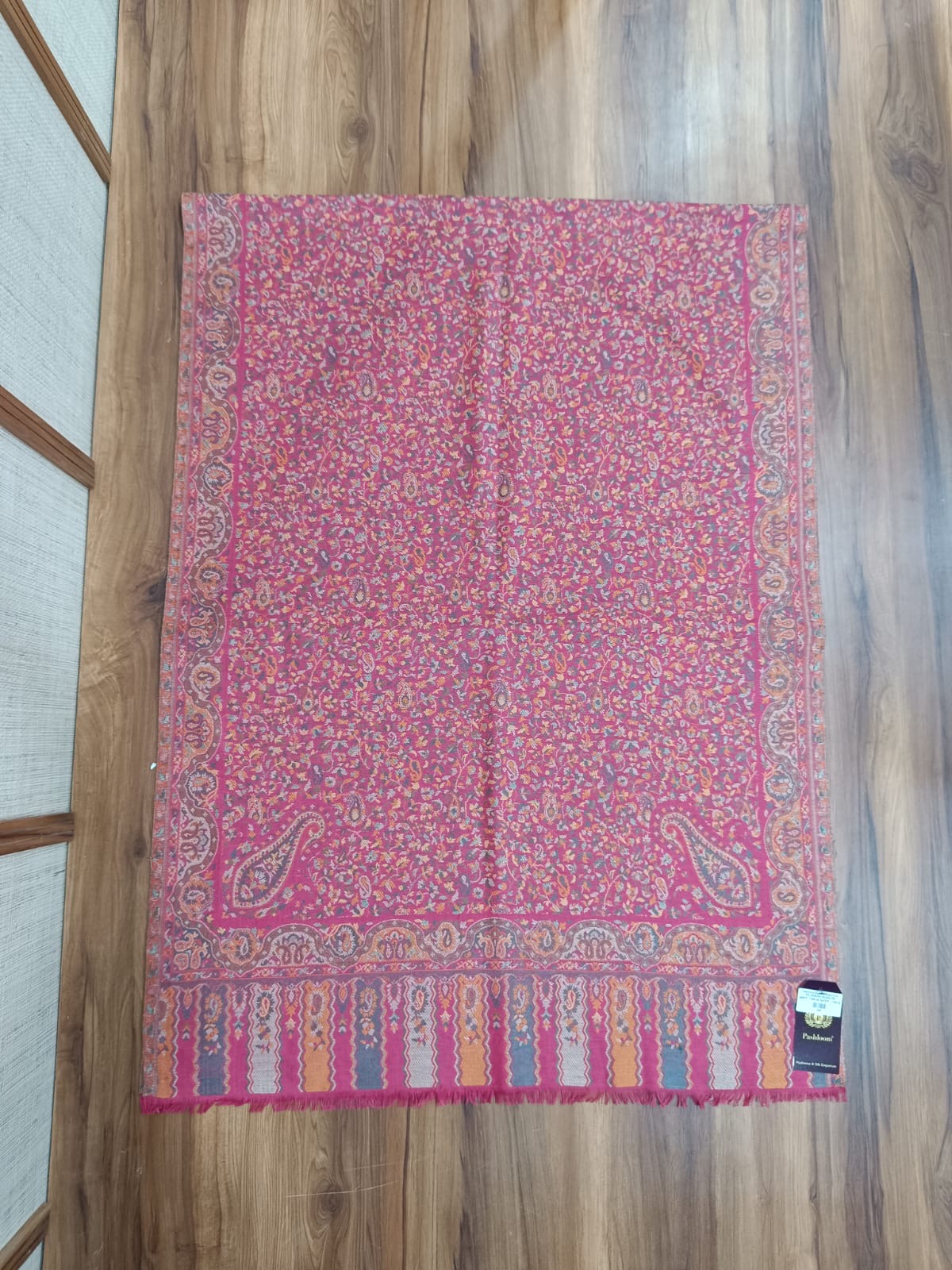 Pashloom silver, hot pink, white semi wool couple stole set for wedding and festive gifting, product image 2