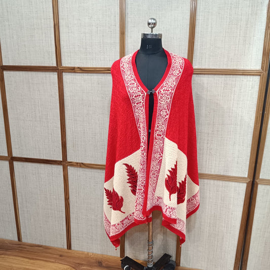 Red Cozy Winter Essential: Knitted versatile Shrug cum stole