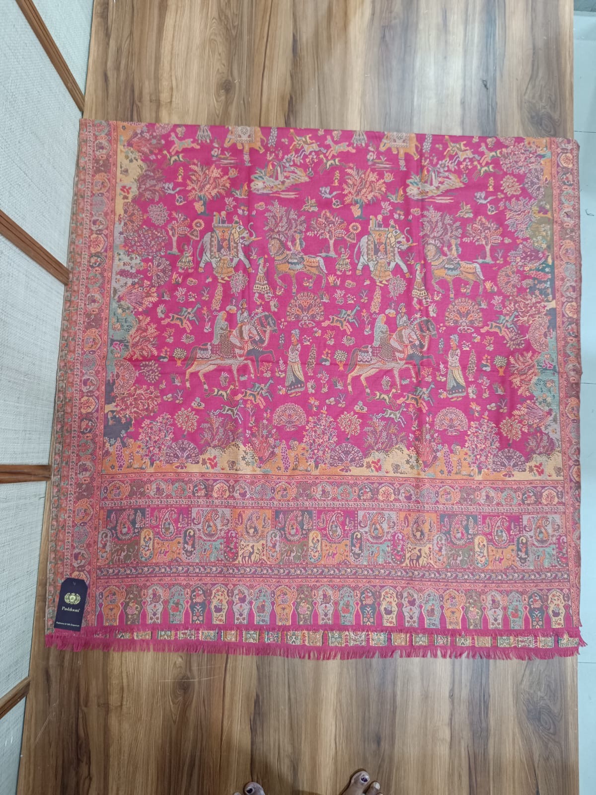 Pashloom blue, grey, hot pink, pink wool couple shawl set for wedding and festive gifting, product image 5