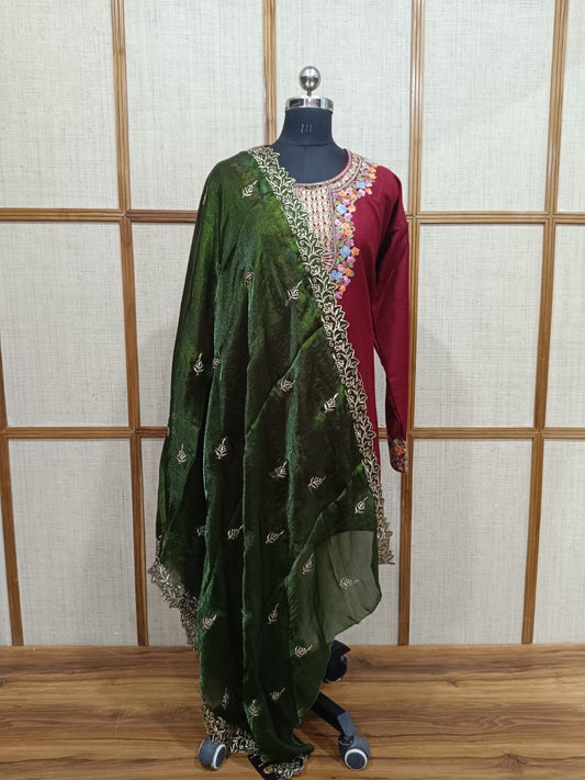 Pashloom baby pink, black, wine, peach silk dupatta for wedding and festive gifting, product image 12