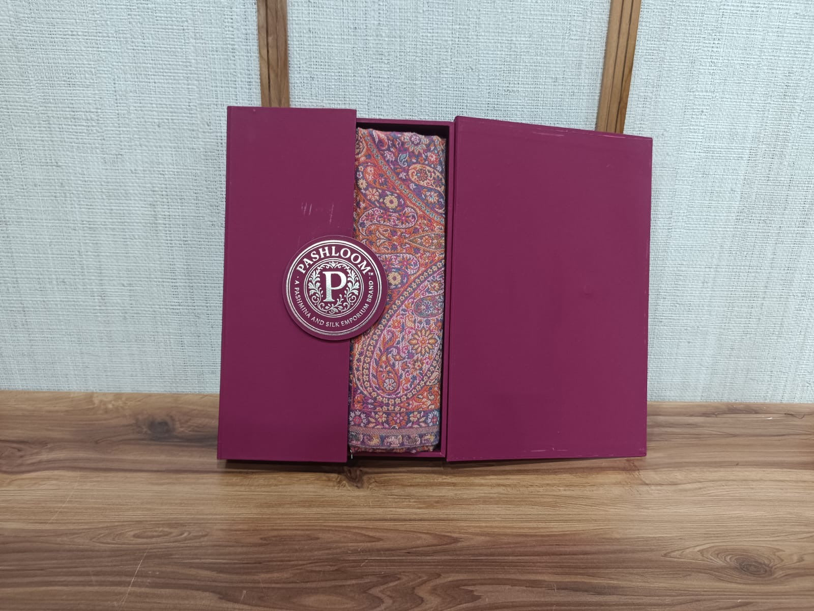Pashloom hot pink, mustard semi wool couple stole set for wedding and festive gifting, product image 1