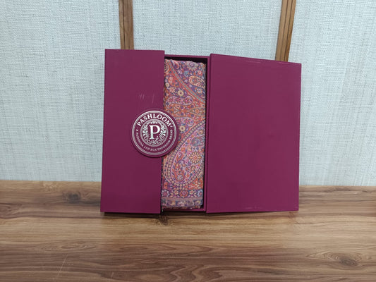 Pashloom hot pink, mustard semi wool couple stole set for wedding and festive gifting, product image 1