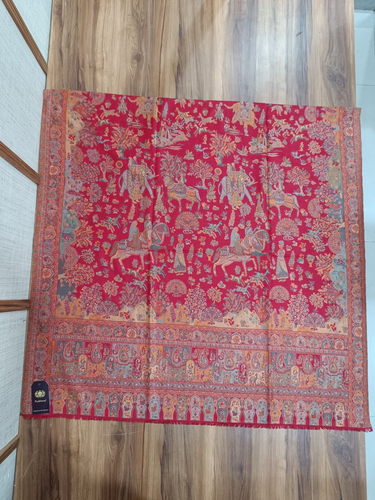 Pashloom mustard, red wool couple shawl set for wedding and festive gifting, product image 7