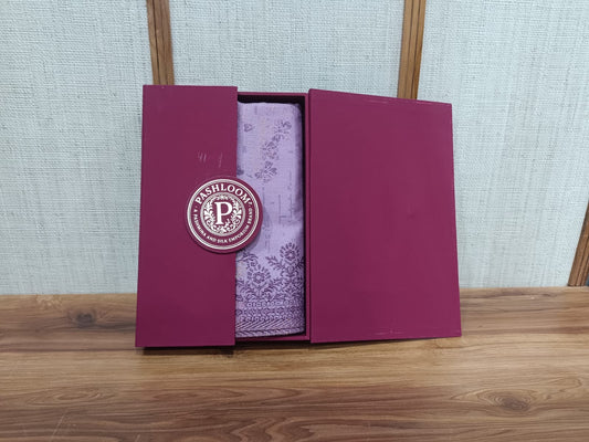 Pashloom silver, grey, purple, baby pink semi wool couple stole set for wedding and festive gifting, product image 1