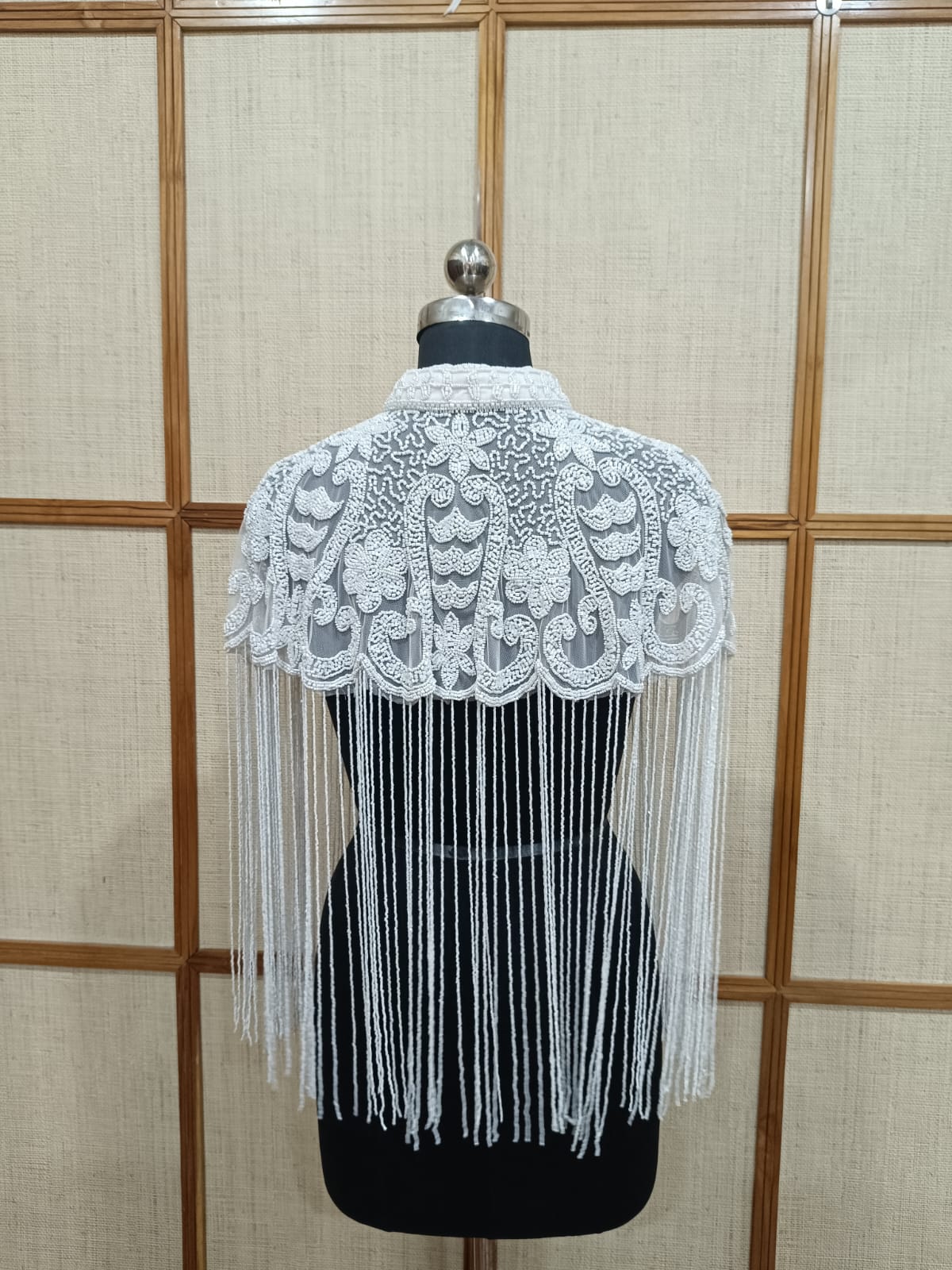 White Long Sequin Cape for Women | Elegant beads blouse for Party & Evening Wear – Pashloom™