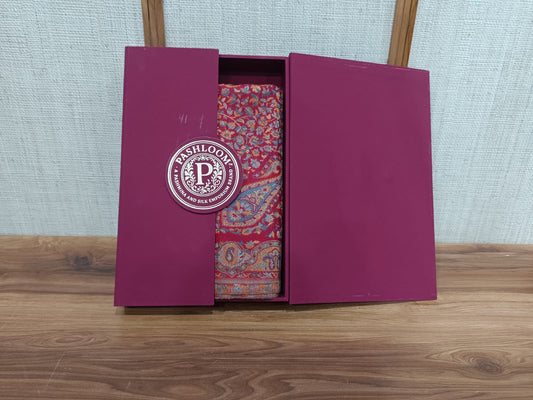 Pashloom mustard, red semi wool couple stole set for wedding and festive gifting, product image 1