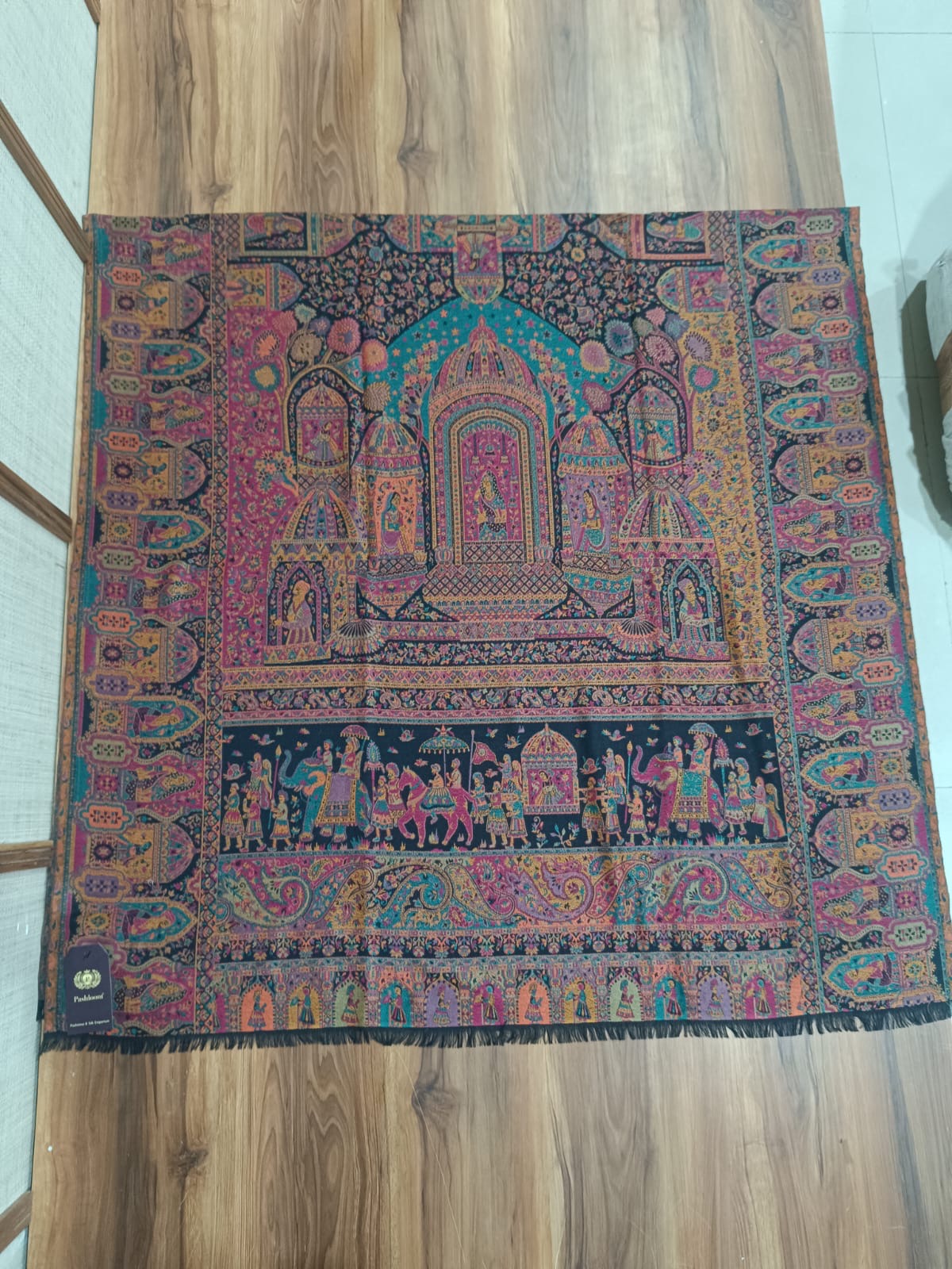 Pashloom multicolor wool shawl for wedding and festive gifting, product image 1