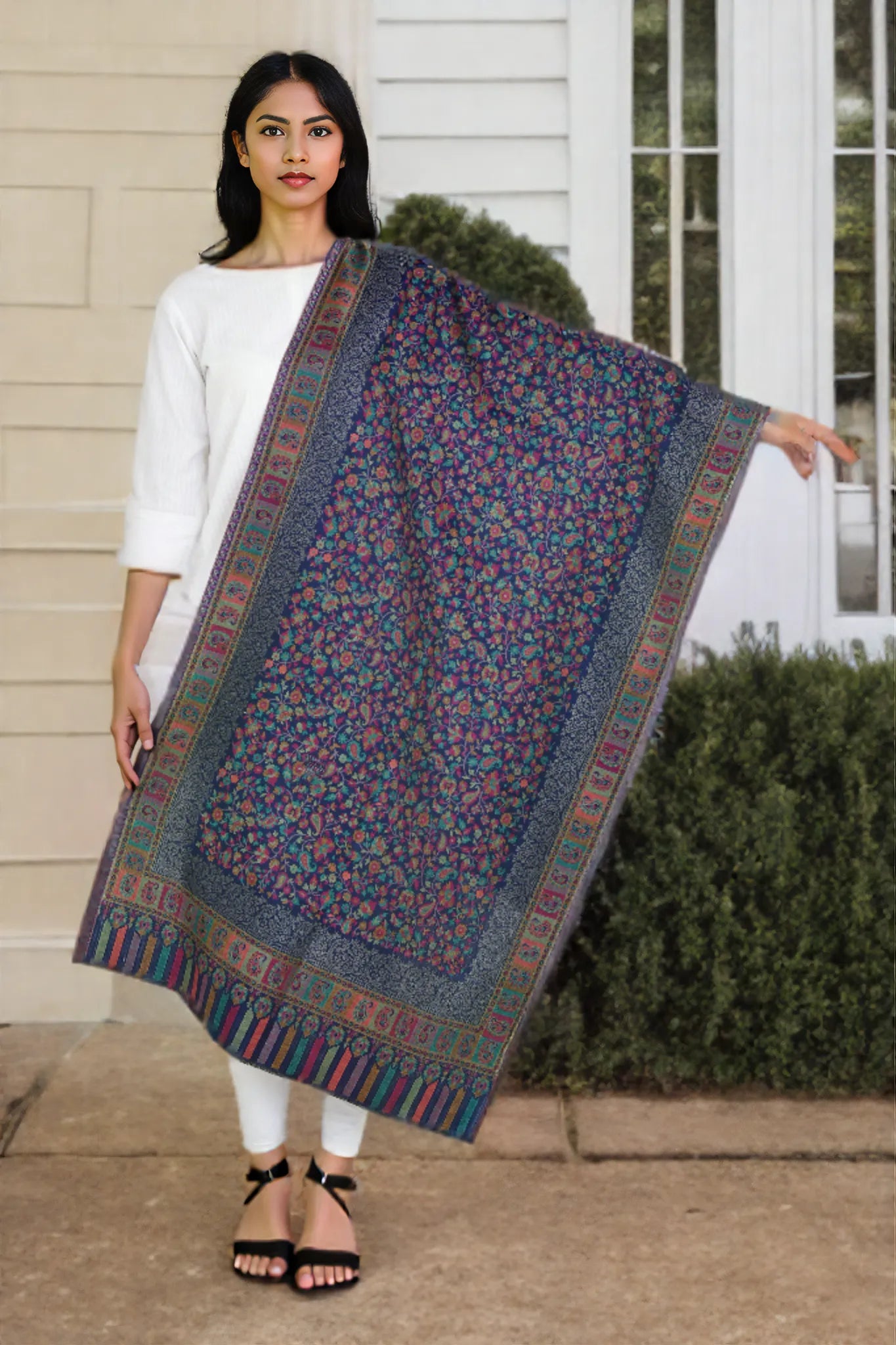 Designer Kaani Stole with Zari Shimmer