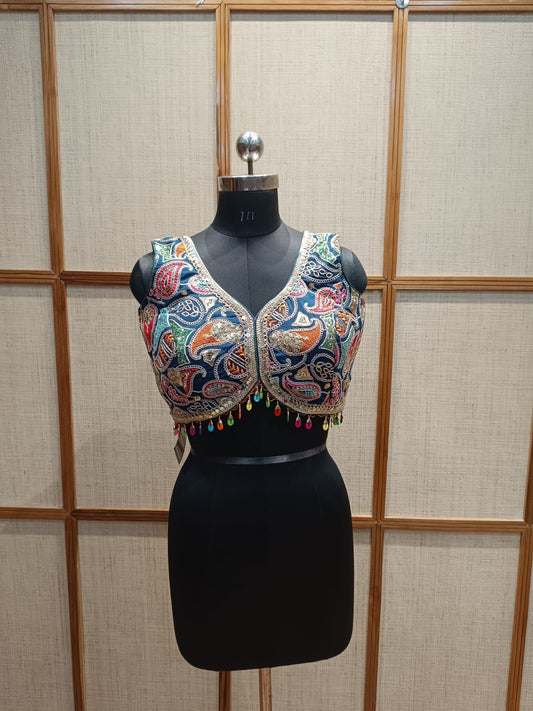 Women's Blouses  Designer Embroidered Blouse with Sleeves and Back Dori  | Pashloom™