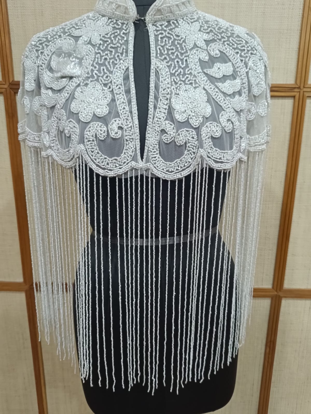 White Long Sequin Cape for Women | Elegant beads blouse for Party & Evening Wear – Pashloom™