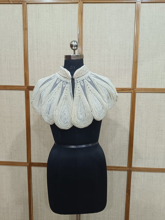 Pearl Cape for Women – White Pearl Shrug Cape for Party & Wedding Wear | Pashloom™