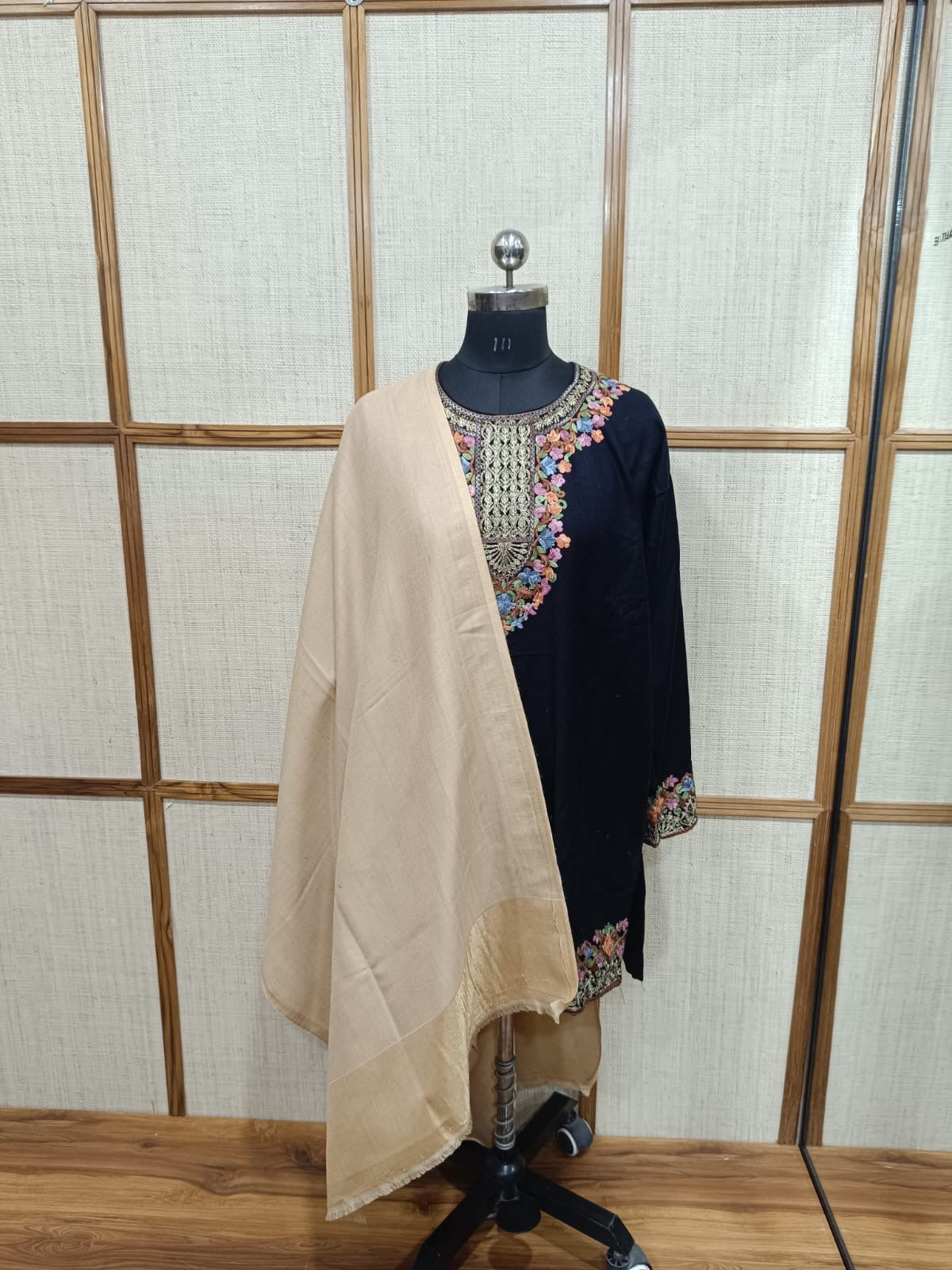 Zari Reversible Modal Wool Stole with Moonlight Gold Color