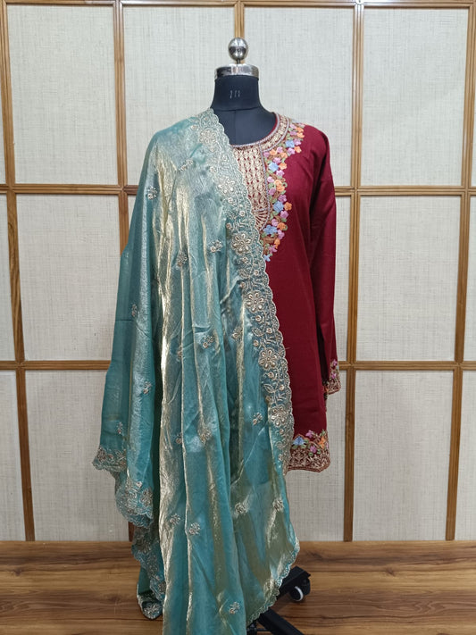 Pashloom baby pink, black, wine, peach silk dupatta for wedding and festive gifting, product image 8