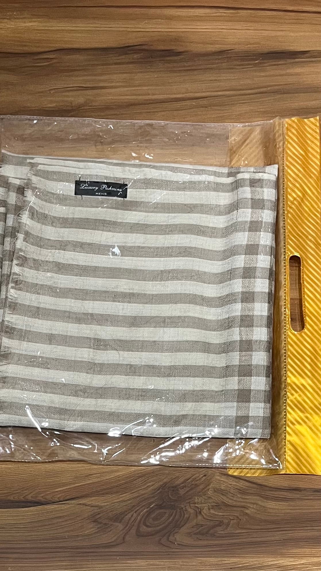 Premium Beige Check Pashmina Shawl for Felicitations | Pashloom™
