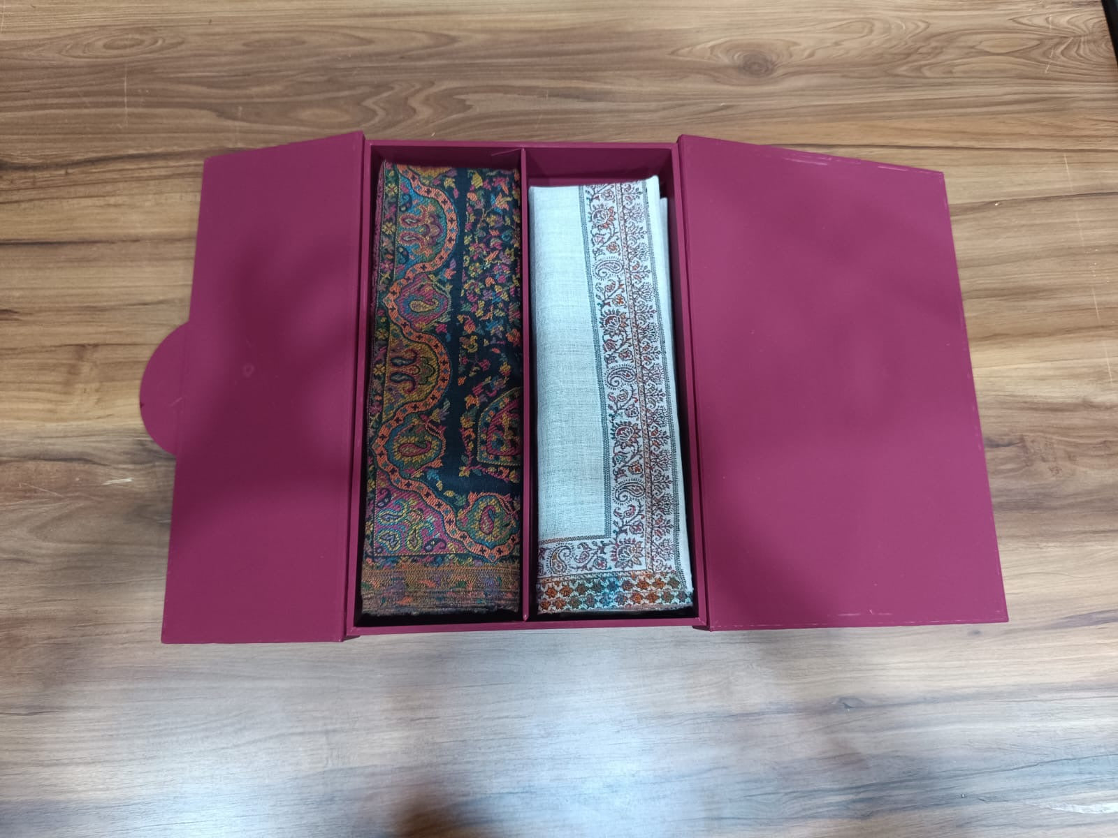 Pashloom silver, white, black semi wool couple stole set for wedding and festive gifting, product image 2