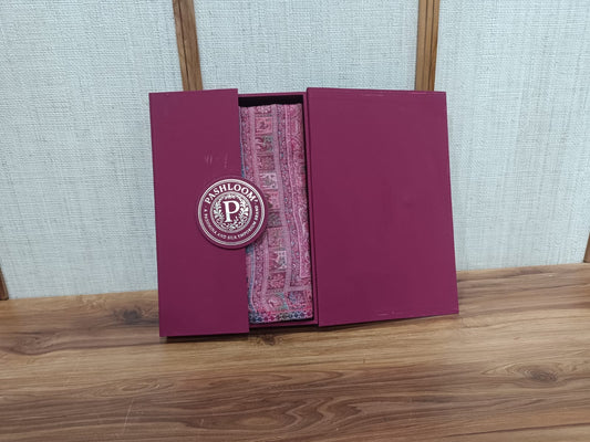 Pashloom hot pink, black, peach, baby pink semi wool couple stole set for wedding and festive gifting, product image 1