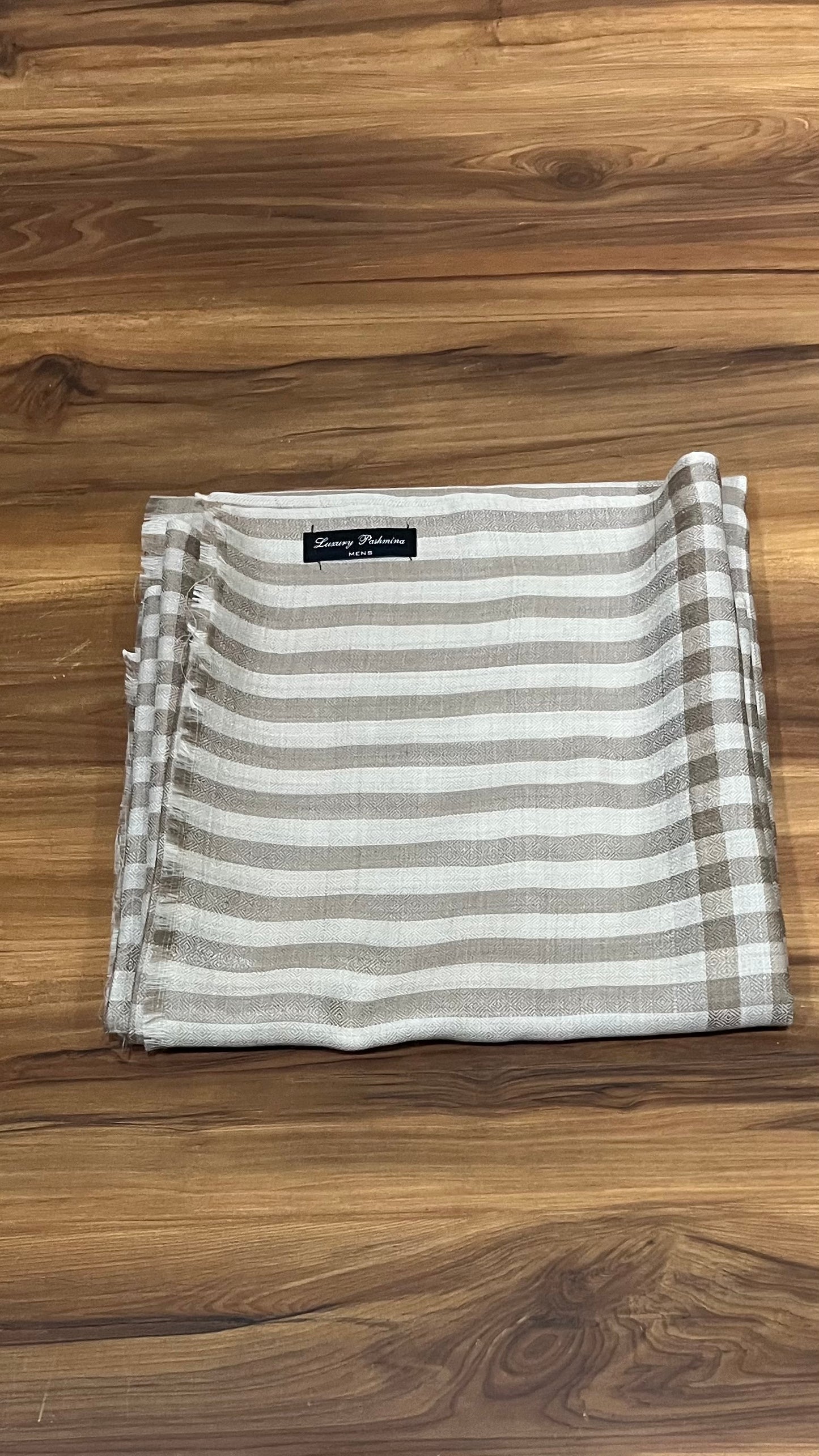 Premium Beige Check Pashmina Shawl for Felicitations | Pashloom™