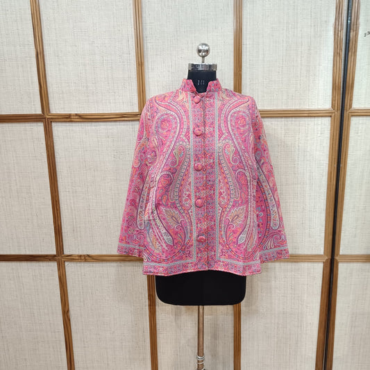 Baby Pink Woolen Cape for Women | Stylish Waist-Length Winter Layer