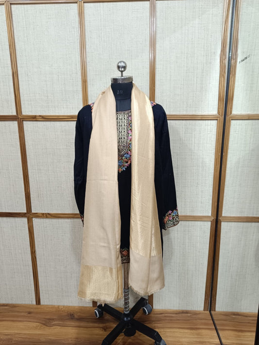 Zari Reversible Modal Wool Stole with Moonlight Gold Color