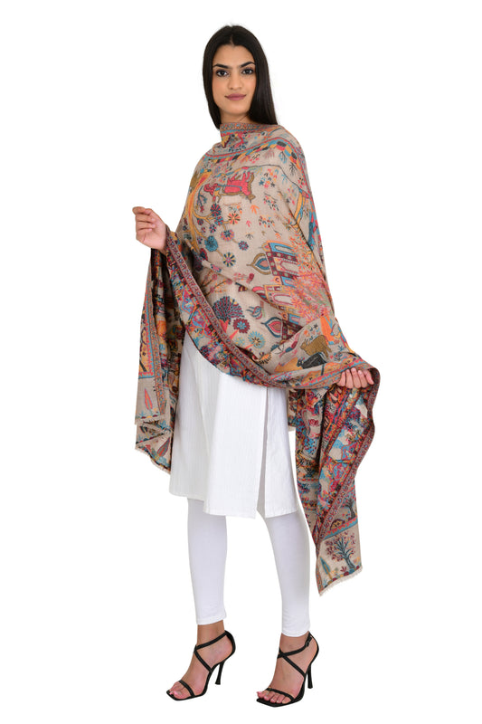 Kashmiri Pure Wool Shawl with Exquisite Weaving