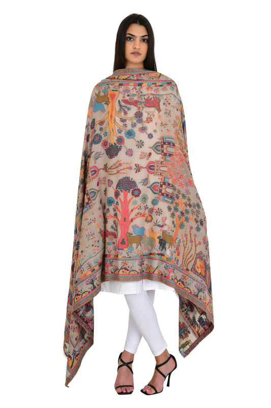 Pure Wool Shawl with Timeless Kashmiri Weaving Craft