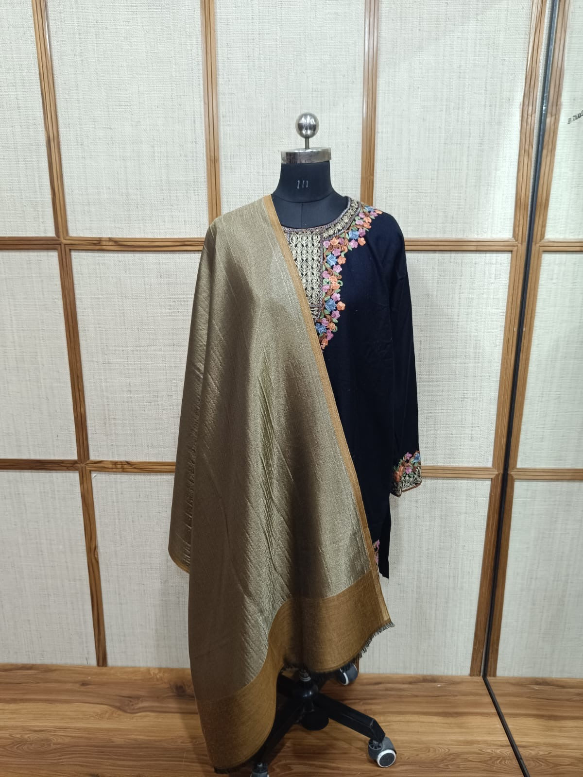 Zari Reversible Modal Wool Stole with Moonlight Shine