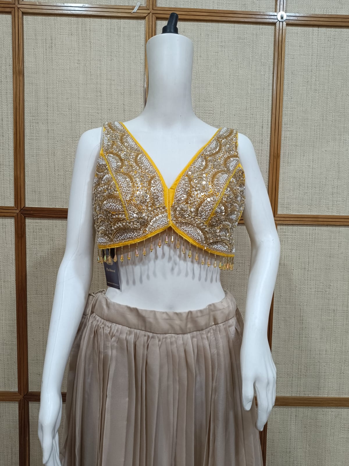 Pashloom yellow, gold cotton blouse for wedding and festive gifting, product image 3