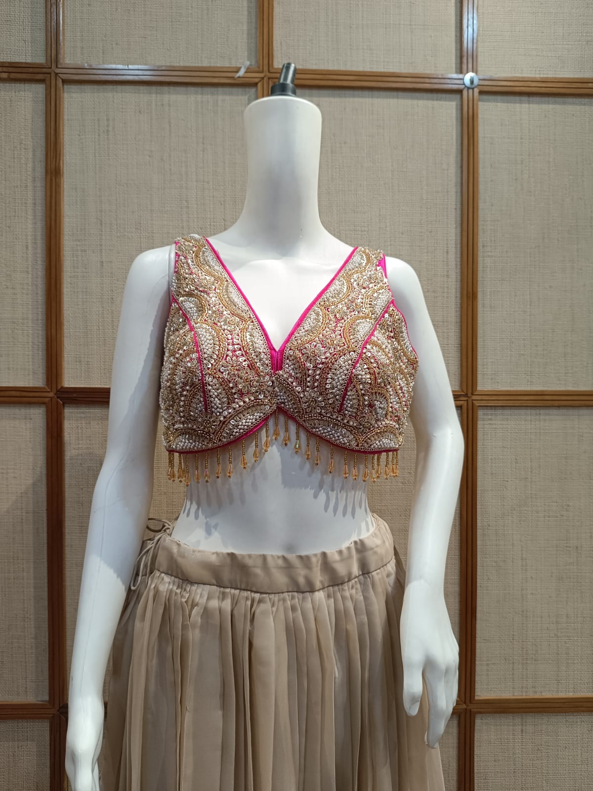 Pashloom yellow, hot pink, pink, gold cotton blouse for wedding and festive gifting, product image 3