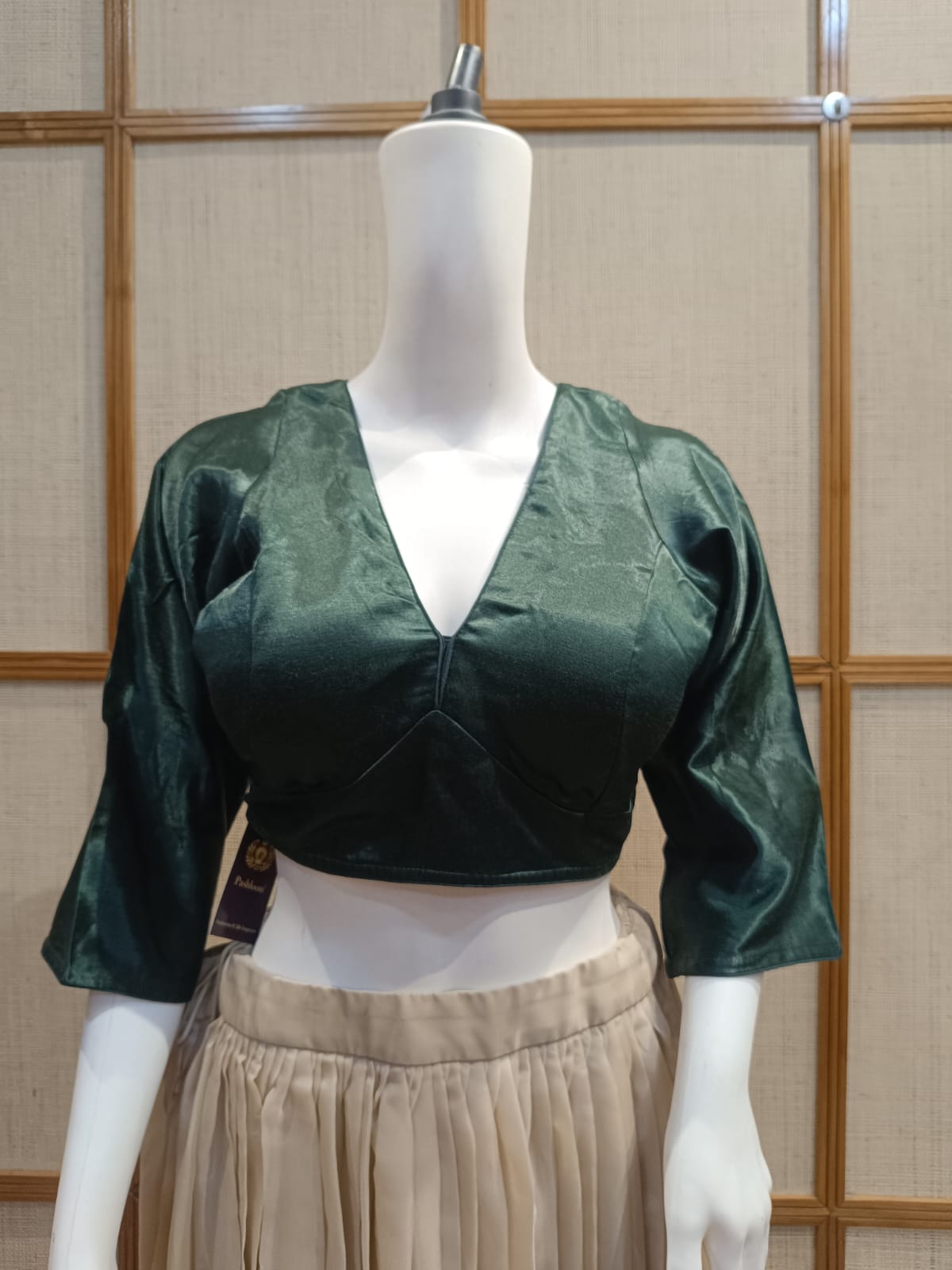 Pashloom orange, mustard, golden, sea green jalembu satin blouse for wedding gifting, product image 1