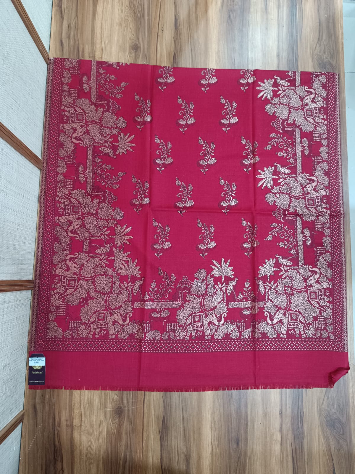 Pashloom red, hot pink, black, crimson red semi wool couple shawl set for wedding and festive gifting, product image 2