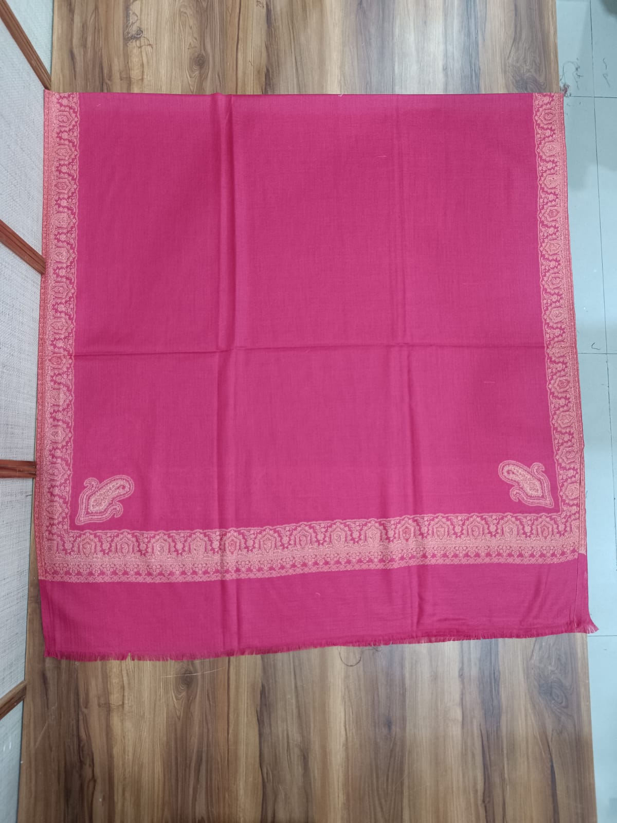 Pashloom red, black, hot pink, cream semi wool couple shawl set for wedding and festive gifting, product image 3