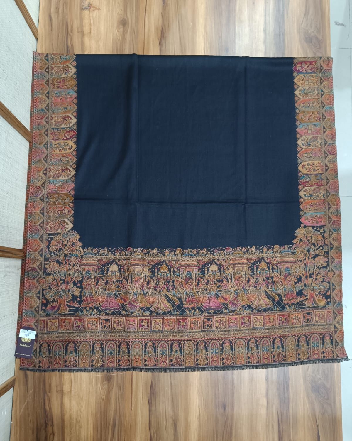 Pashloom red, black, cream semi wool couple shawl set for wedding and festive gifting, product image 2