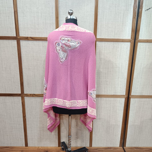Pashloom pink, baby pink wool stole for winter gifting, product image 1