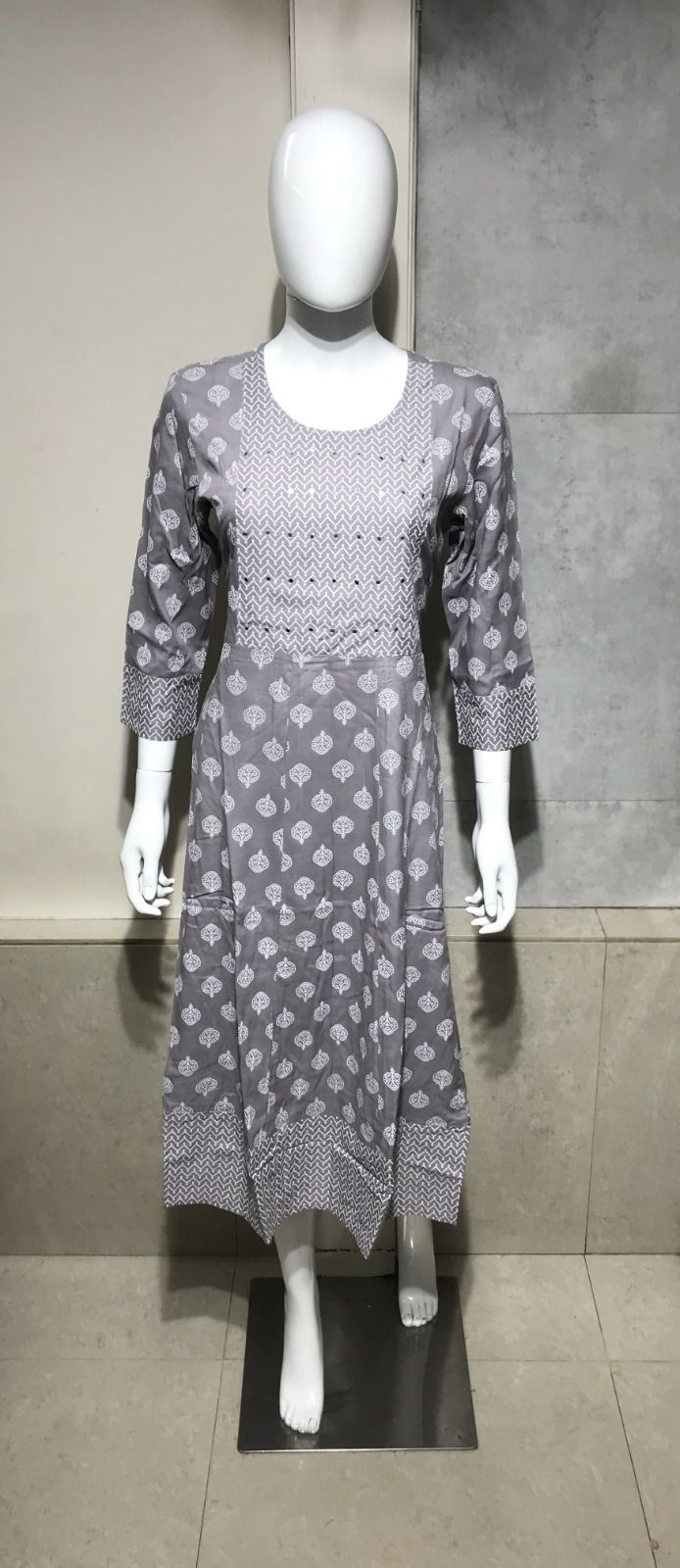 White Sea Green Designer Cotton Straight Kurta