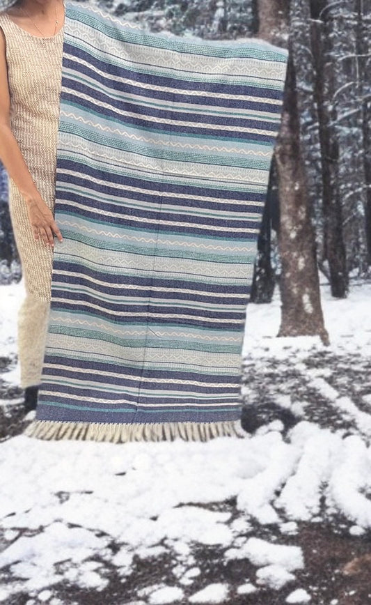 Blue Color Curvy Waves lines Stole for Women and Men
