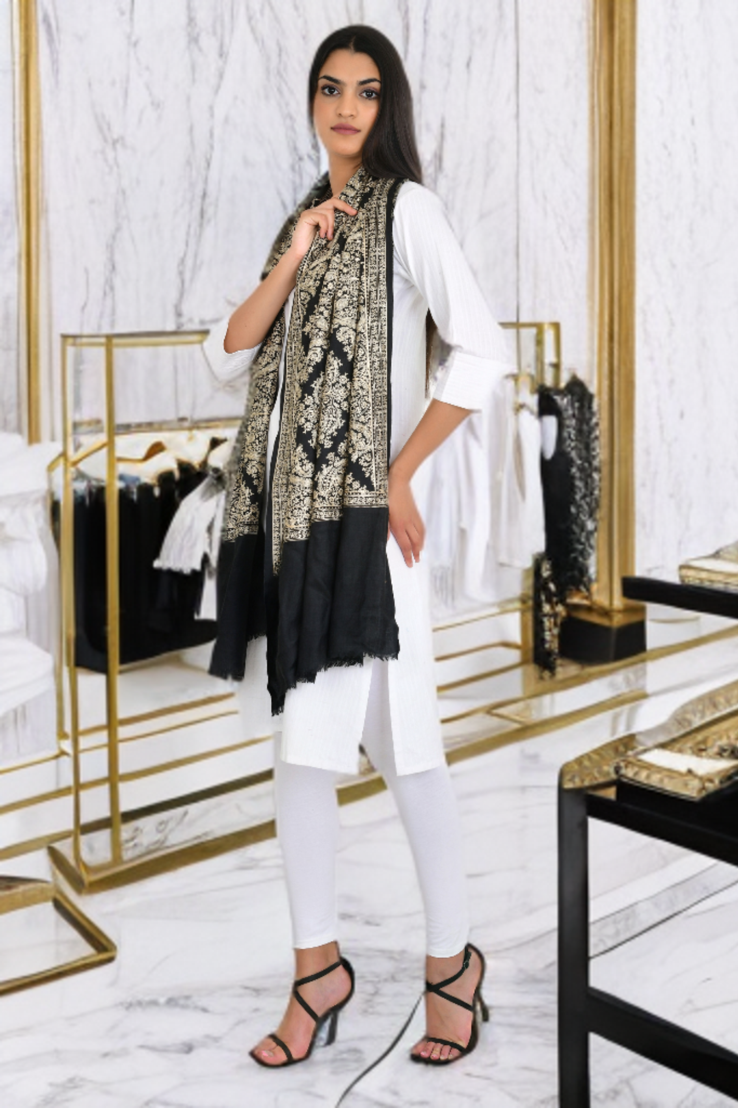 Stunning Embroidered Pashmina Shawl for Stylish Women